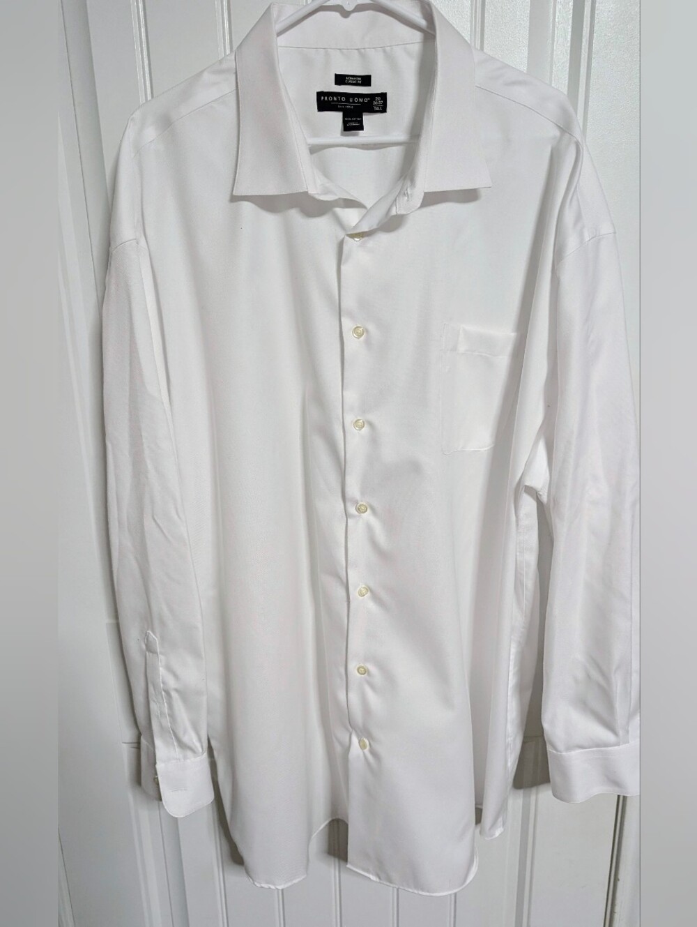 Pronto Uomo White Classic Fit Non Iron Dress Shirt 20 Tall 36/37